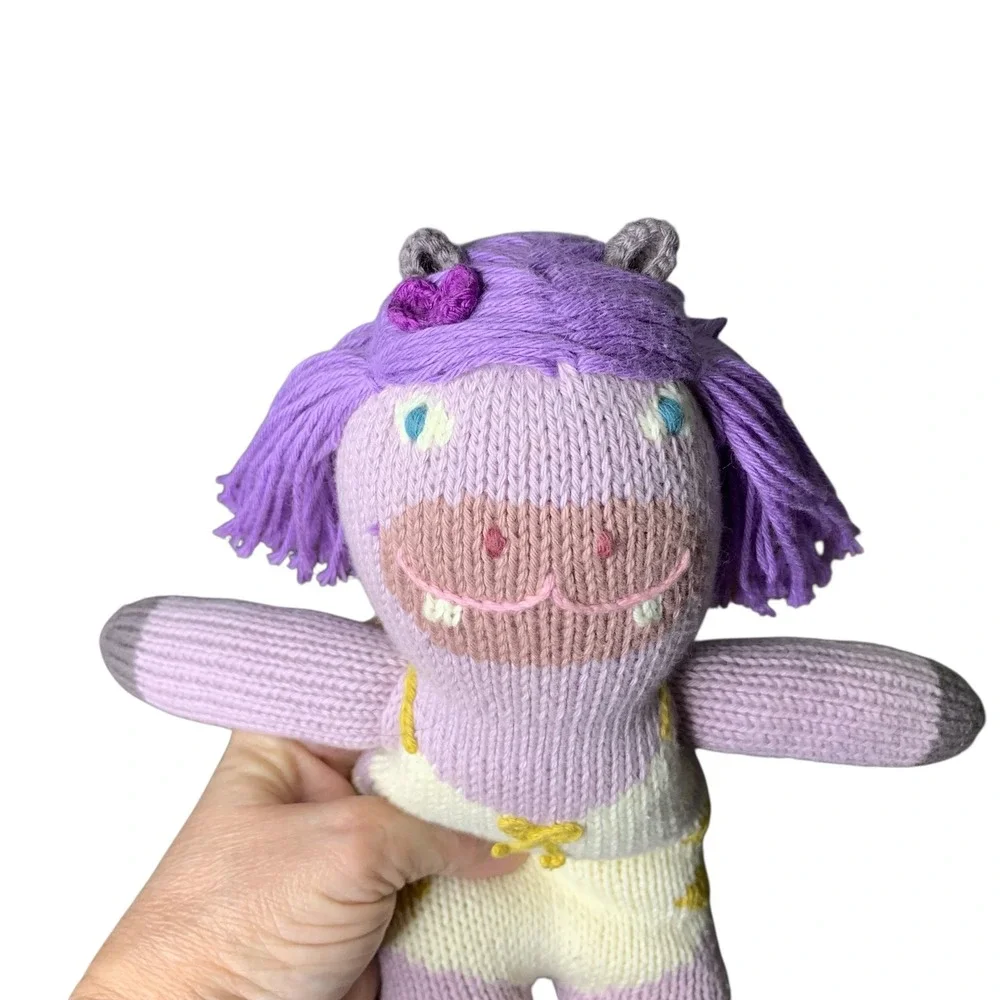 Blabla Kids Knit Doll‎ Plush Toy Purple Hair Yellow Bow Striped Outfit 14